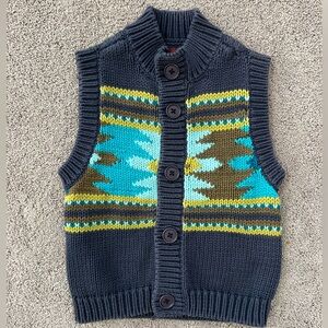 Tea Collection Navy and Yellow Knit Vest